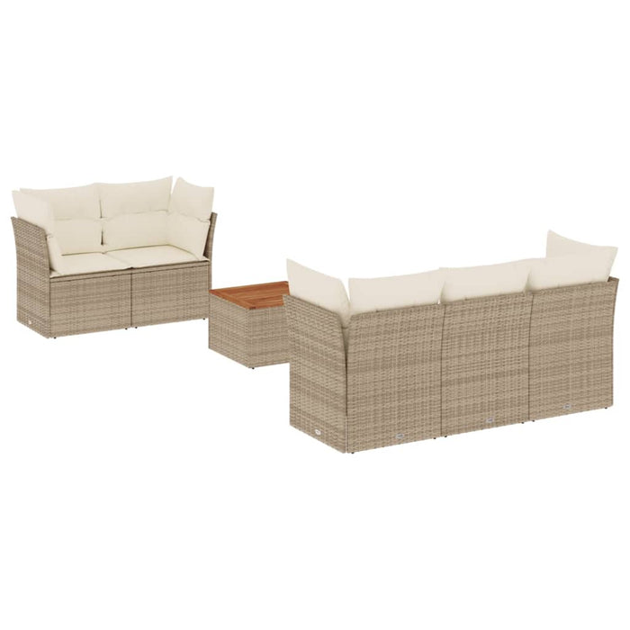 Set canapele de grădină cu perne, 6 piese, bej, poliratan WALTI
