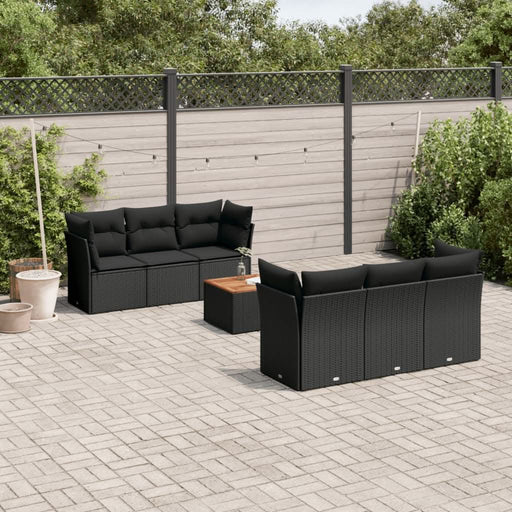 Set canapele de grădină cu perne, 7 piese, negru, poliratan - WALTI WALTI