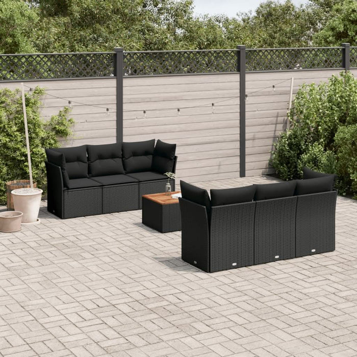 Set canapele de grădină cu perne, 7 piese, negru, poliratan - WALTI WALTI