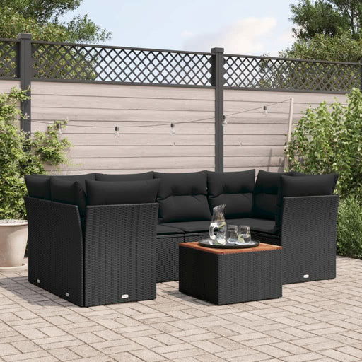 Set canapele de grădină cu perne, 7 piese, negru, poliratan - WALTI WALTI