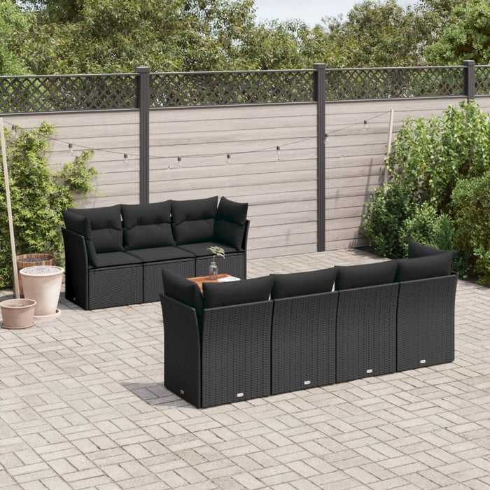 Set mobilier de grădină cu perne, 8 piese, negru, poliratan - WALTI WALTI