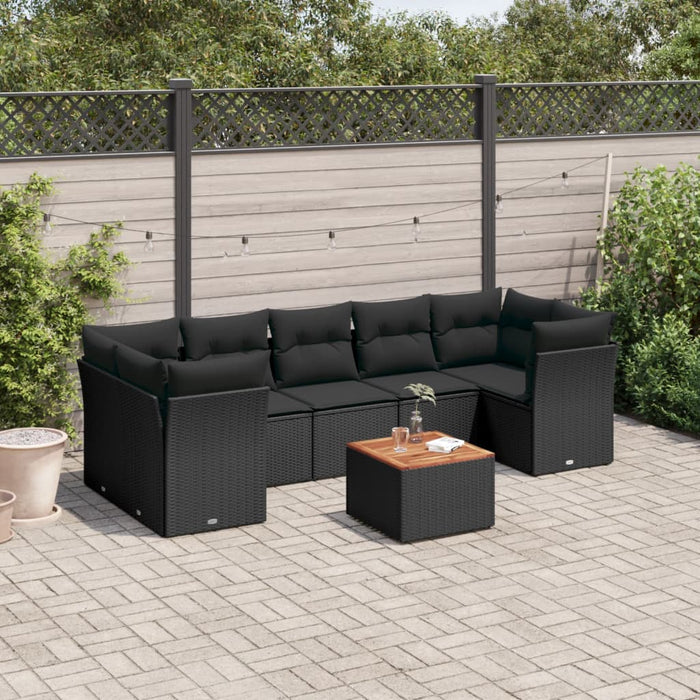 Set mobilier de grădină cu perne, 8 piese, negru, poliratan - WALTI WALTI