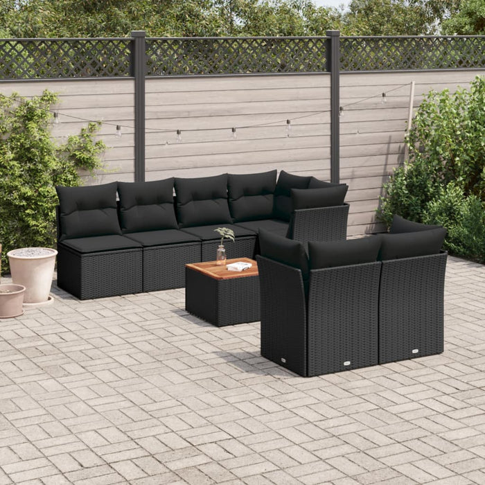 Set mobilier de grădină cu perne, 8 piese, negru, poliratan - WALTI WALTI