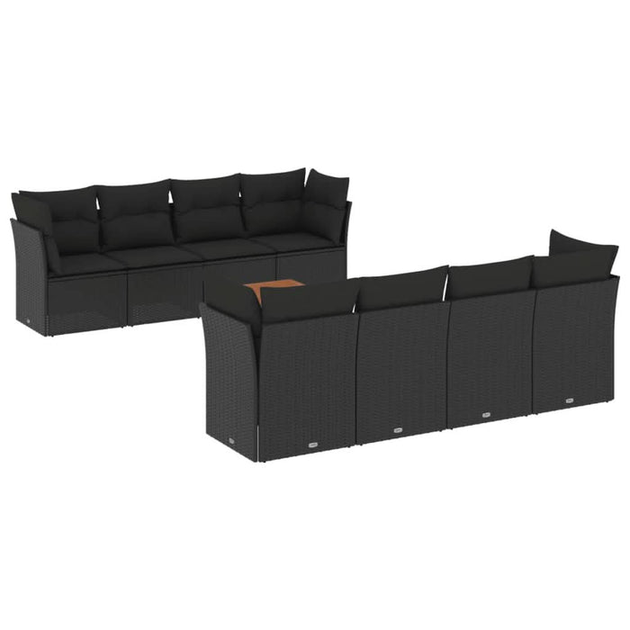 Set mobilier de grădină cu perne, 9 piese, negru, poliratan - WALTI WALTI