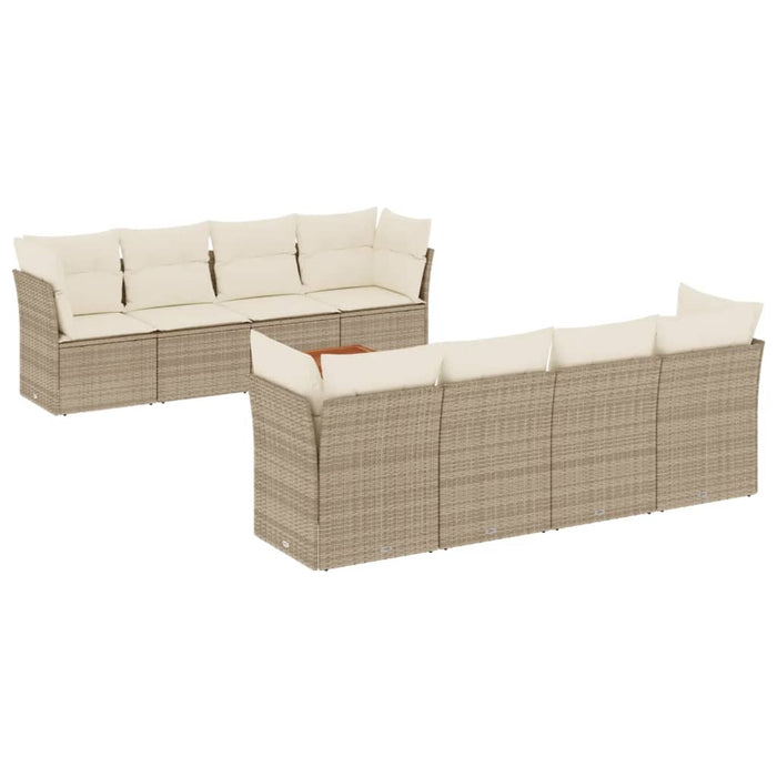 Set canapele de grădină, 9 piese, cu perne, bej, poliratan - WALTI WALTI