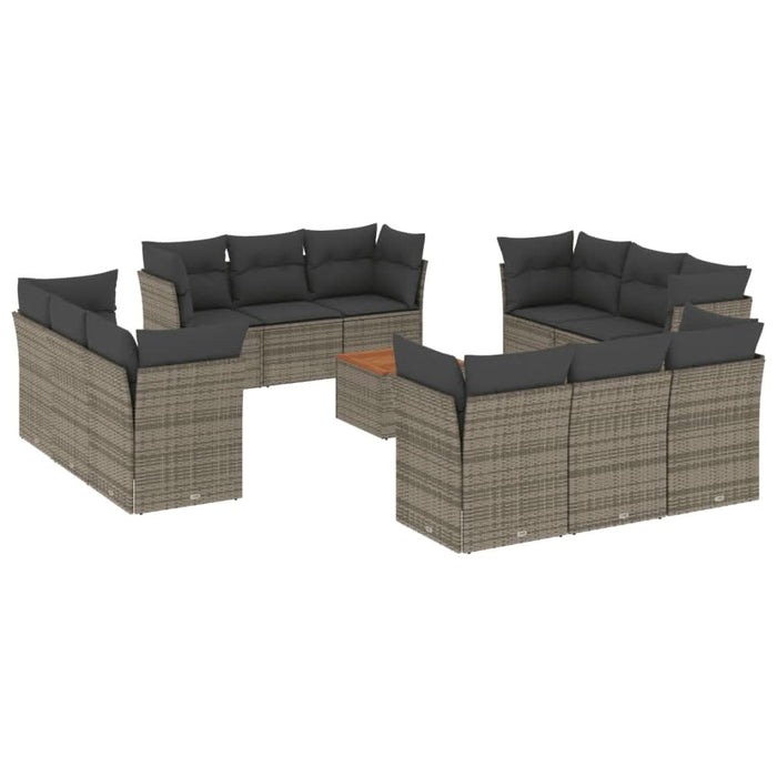 Set mobilier de grădină cu perne, 13 piese, gri, poliratan - WALTI WALTI