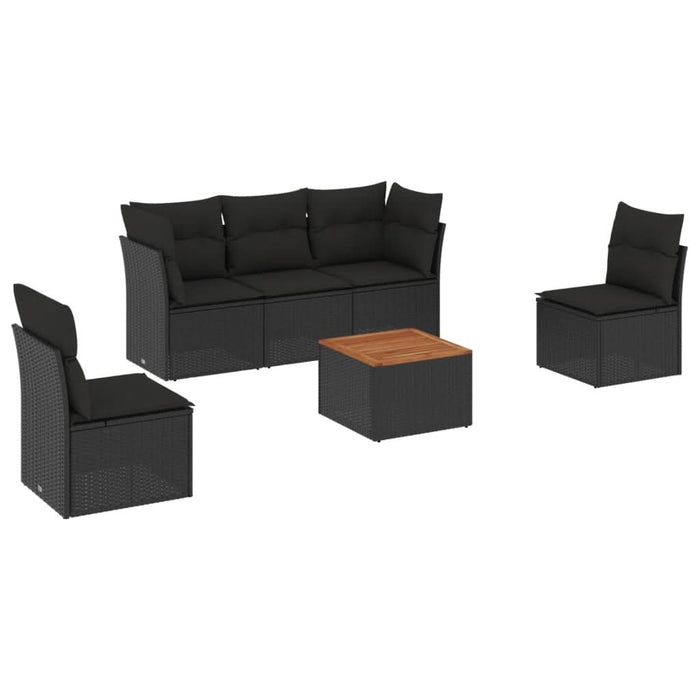 Set mobilier de grădină cu perne, 6 piese, negru, poliratan - WALTI WALTI