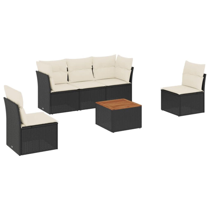 Set mobilier de grădină cu perne, 6 piese, negru, poliratan - WALTI WALTI