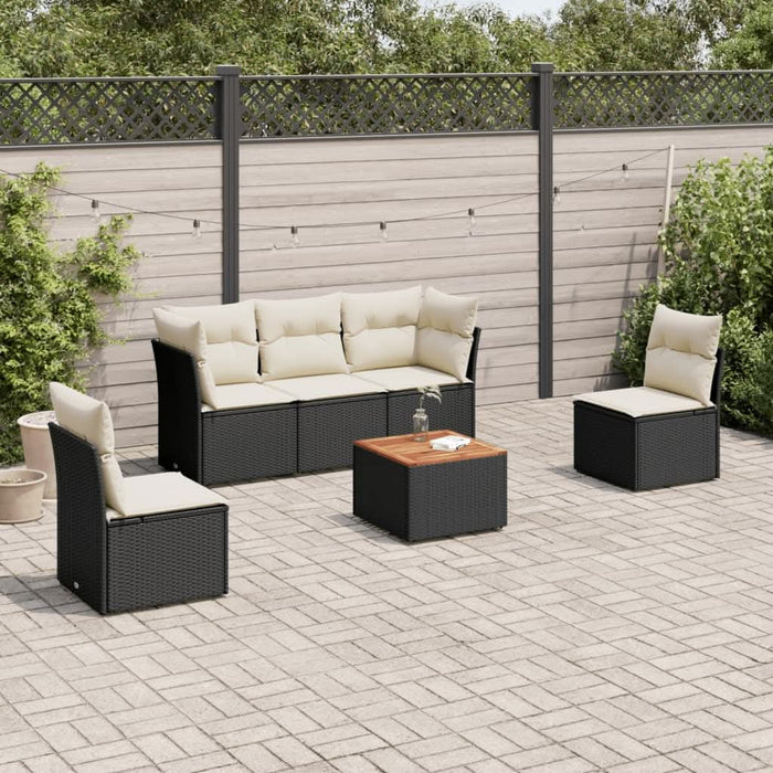 Set mobilier de grădină cu perne, 6 piese, negru, poliratan - WALTI WALTI