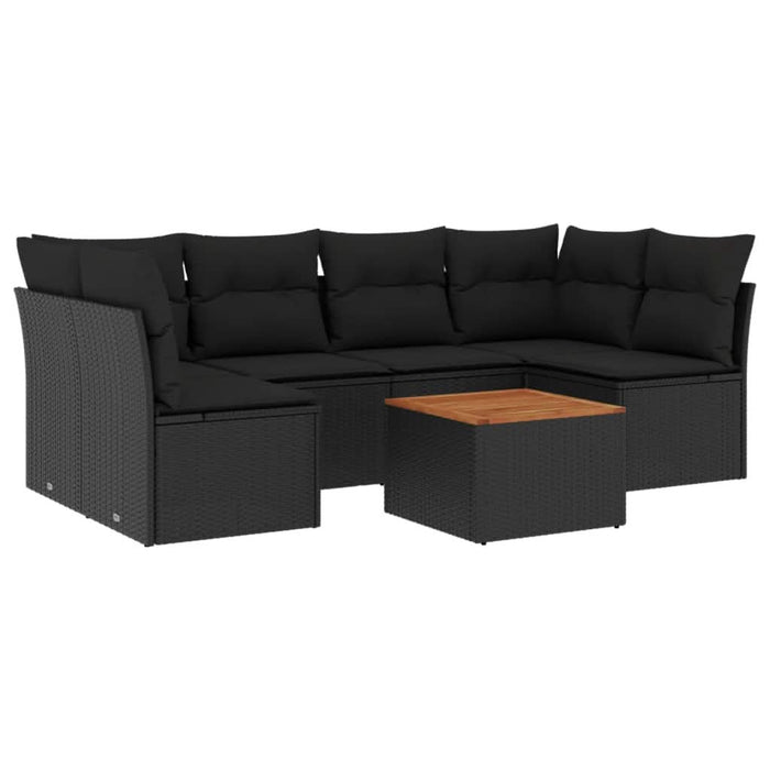 Set canapele de grădină cu perne, 7 piese, negru, poliratan - WALTI WALTI