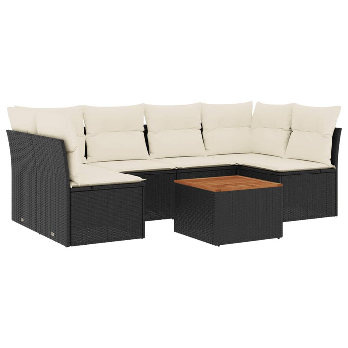 Set canapele de grădină cu perne, 7 piese, negru, poliratan - WALTI WALTI