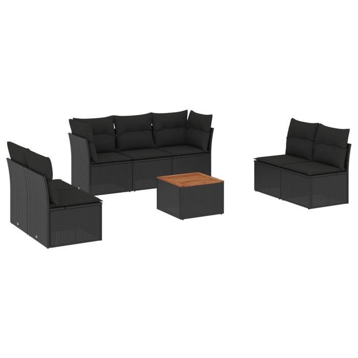 Set mobilier de grădină cu perne, 8 piese, negru, poliratan - WALTI WALTI