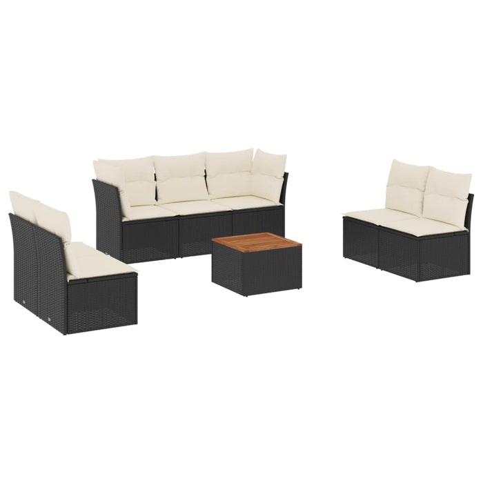 Set mobilier de grădină cu perne, 8 piese, negru, poliratan - WALTI WALTI