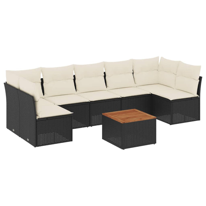 Set mobilier de grădină cu perne, 8 piese, negru, poliratan - WALTI WALTI