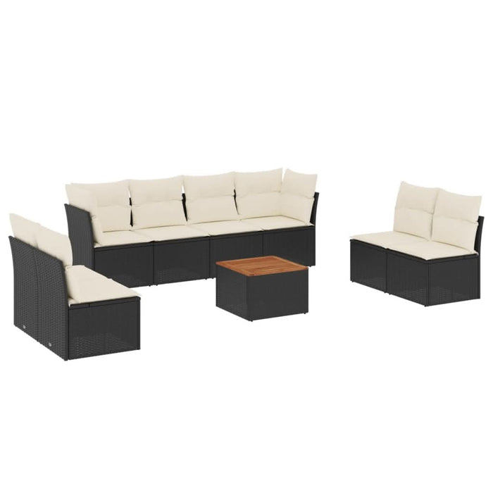 Set mobilier de grădină cu perne, 9 piese, negru, poliratan - WALTI WALTI