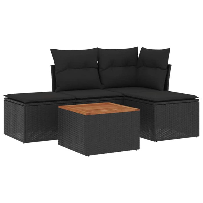Set mobilier de grădină cu perne, 5 piese, negru, poliratan - WALTI WALTI