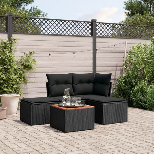 Set mobilier de grădină cu perne, 5 piese, negru, poliratan - WALTI WALTI