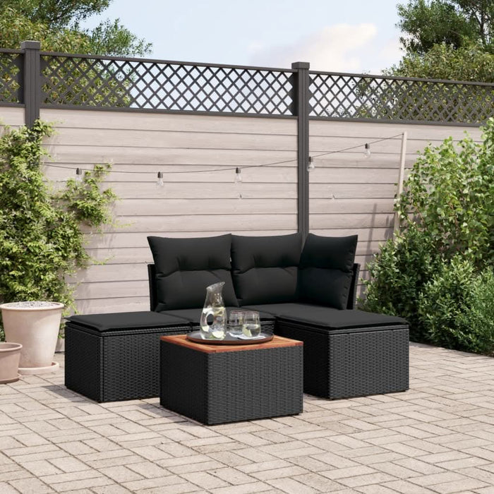 Set mobilier de grădină cu perne, 5 piese, negru, poliratan - WALTI WALTI