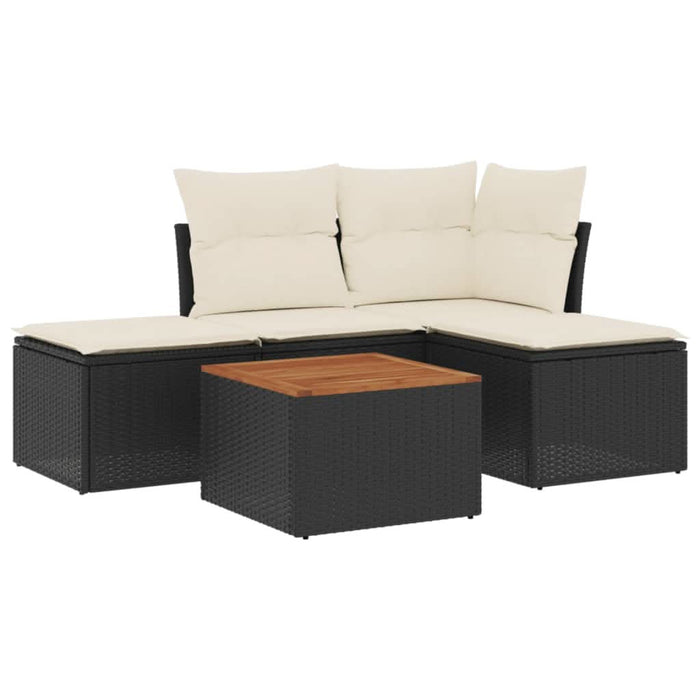 Set mobilier de grădină cu perne, 5 piese, negru, poliratan - WALTI WALTI