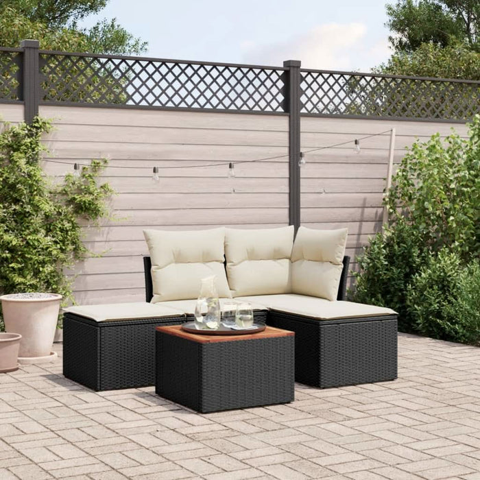 Set mobilier de grădină cu perne, 5 piese, negru, poliratan - WALTI WALTI