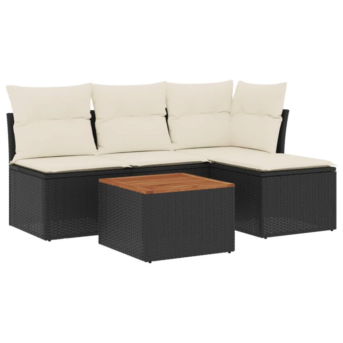 Set mobilier de grădină cu perne, 5 piese, negru, poliratan - WALTI WALTI