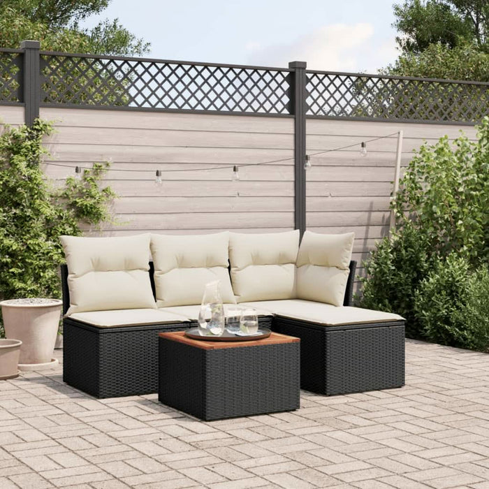 Set mobilier de grădină cu perne, 5 piese, negru, poliratan - WALTI WALTI