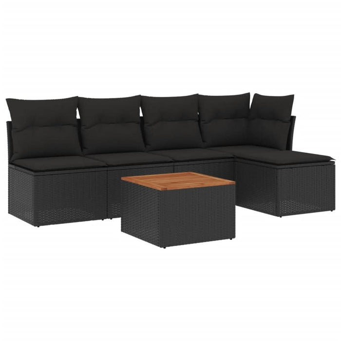 Set mobilier de grădină cu perne, 6 piese, negru, poliratan - WALTI WALTI