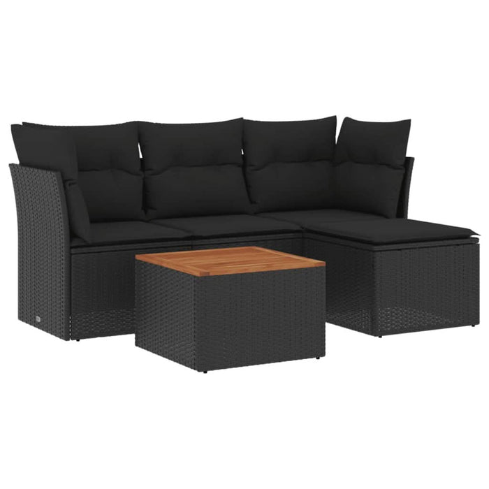 Set mobilier de grădină cu perne, 5 piese, negru, poliratan - WALTI WALTI