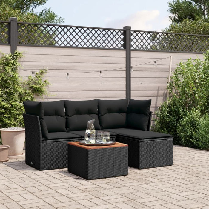 Set mobilier de grădină cu perne, 5 piese, negru, poliratan - WALTI WALTI