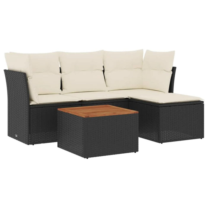 Set mobilier de grădină cu perne, 5 piese, negru, poliratan - WALTI WALTI