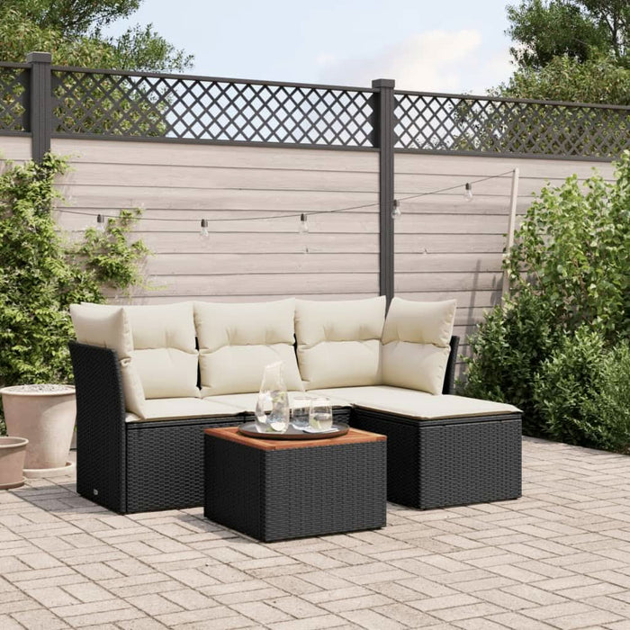 Set mobilier de grădină cu perne, 5 piese, negru, poliratan - WALTI WALTI