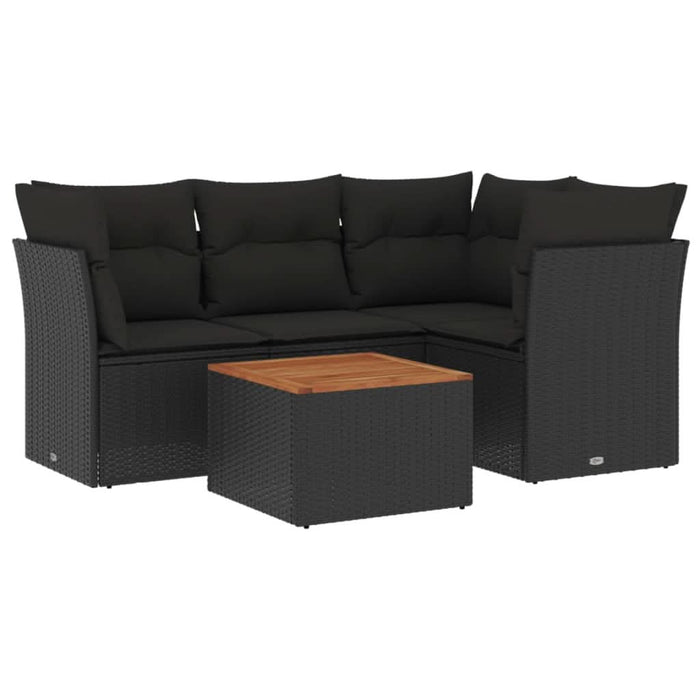 Set mobilier de grădină cu perne, 5 piese, negru, poliratan - WALTI WALTI
