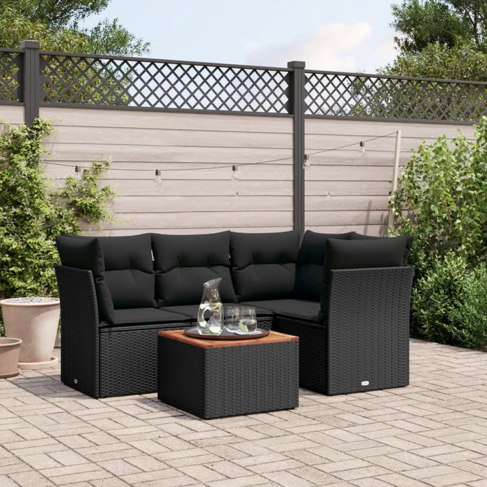 Set mobilier de grădină cu perne, 5 piese, negru, poliratan - WALTI WALTI