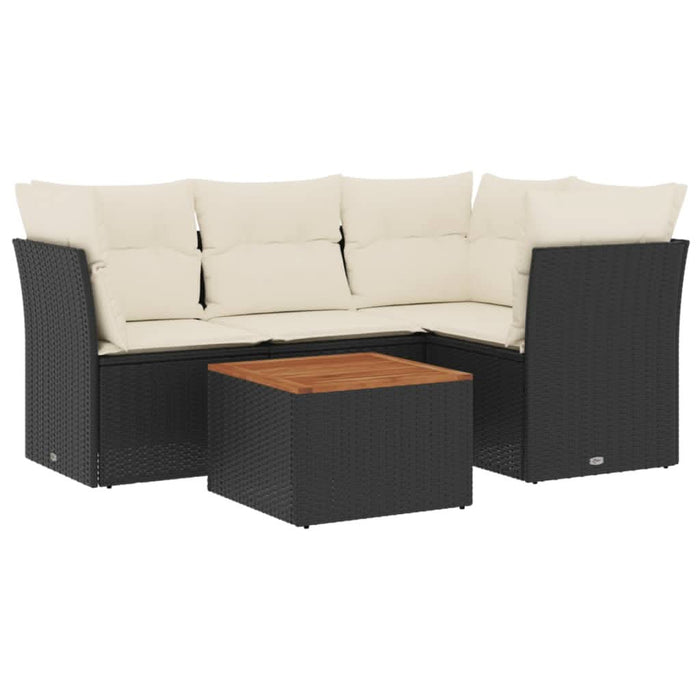 Set mobilier de grădină cu perne, 5 piese, negru, poliratan - WALTI WALTI