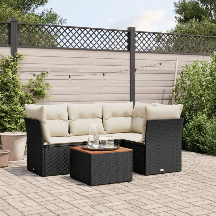 Set mobilier de grădină cu perne, 5 piese, negru, poliratan - WALTI WALTI