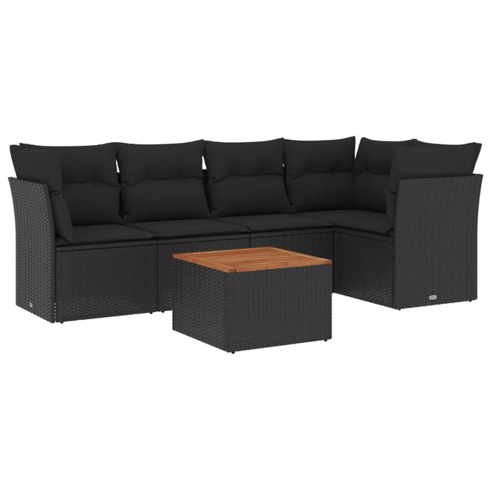 Set mobilier de grădină cu perne, 6 piese, negru, poliratan - WALTI WALTI