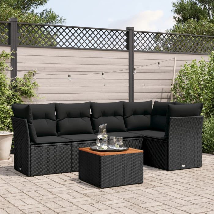 Set mobilier de grădină cu perne, 6 piese, negru, poliratan - WALTI WALTI