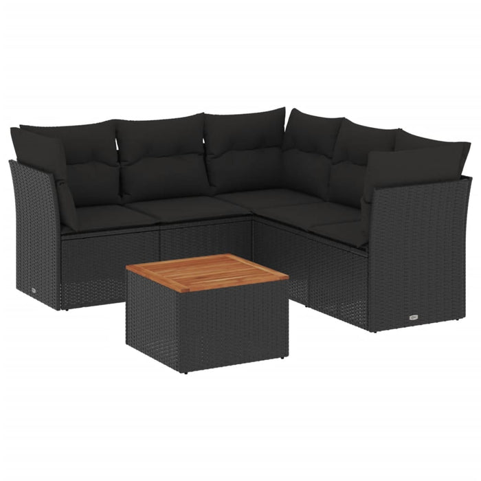 Set mobilier de grădină cu perne, 6 piese, negru, poliratan - WALTI WALTI