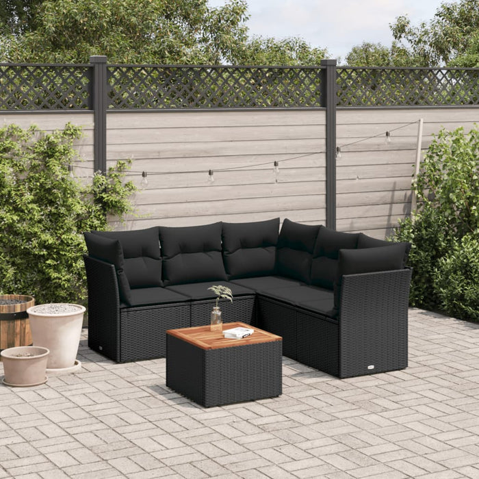 Set mobilier de grădină cu perne, 6 piese, negru, poliratan - WALTI WALTI