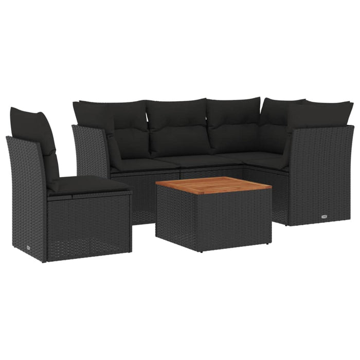 Set mobilier de grădină cu perne, 6 piese, negru, poliratan - WALTI WALTI