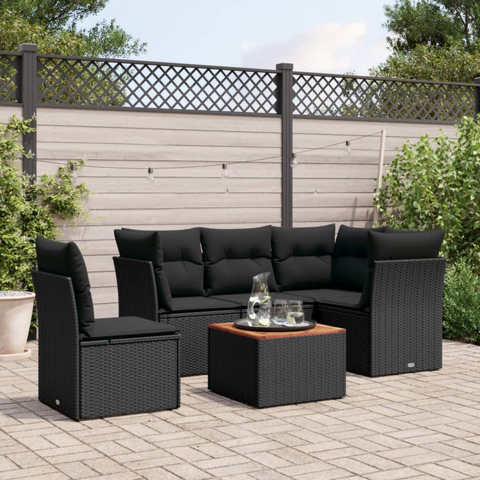 Set mobilier de grădină cu perne, 6 piese, negru, poliratan - WALTI WALTI