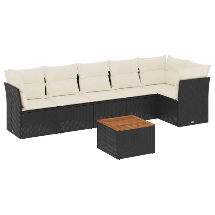 Set canapele de grădină cu perne, 7 piese, negru, poliratan - WALTI WALTI