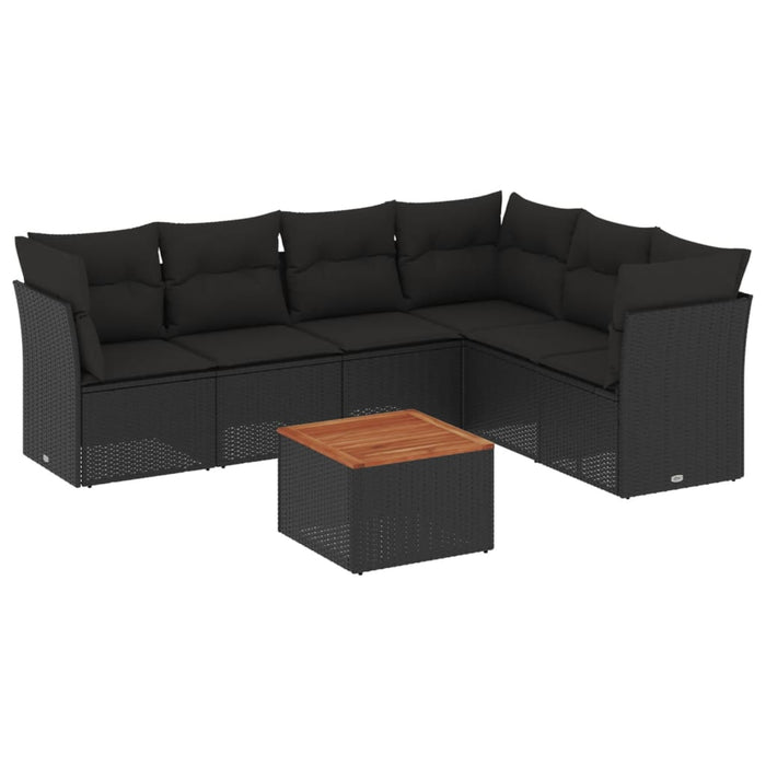 Set canapele de grădină cu perne, 7 piese, negru, poliratan - WALTI WALTI