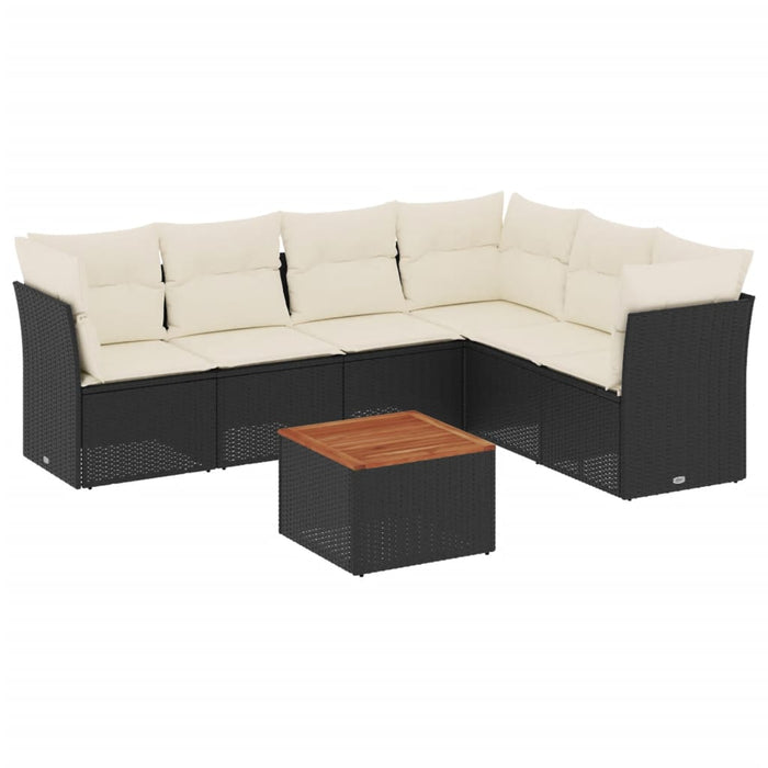 Set canapele de grădină cu perne, 7 piese, negru, poliratan - WALTI WALTI