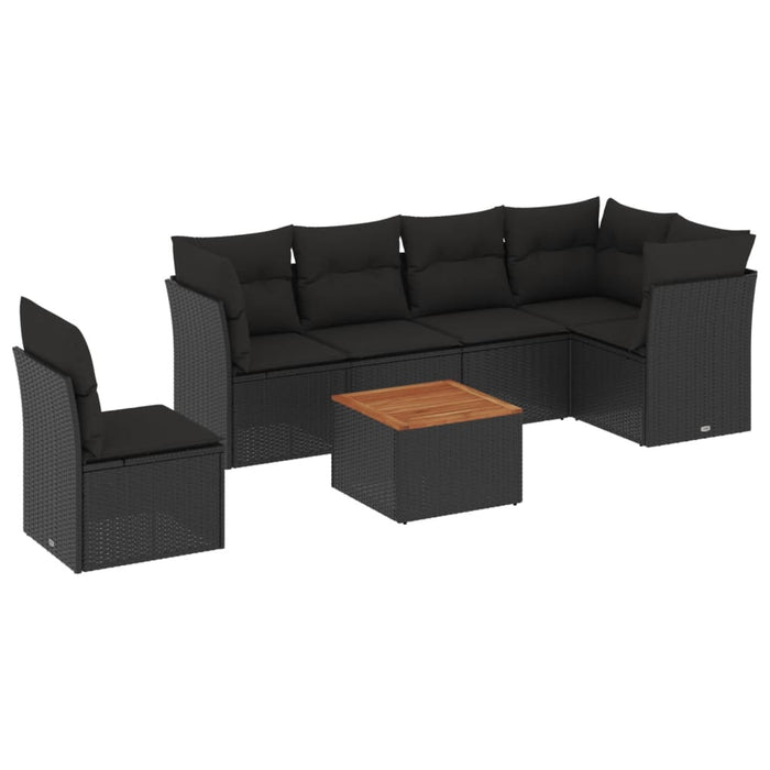 Set canapele de grădină cu perne, 7 piese, negru, poliratan - WALTI WALTI