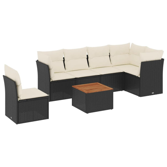 Set canapele de grădină cu perne, 7 piese, negru, poliratan - WALTI WALTI