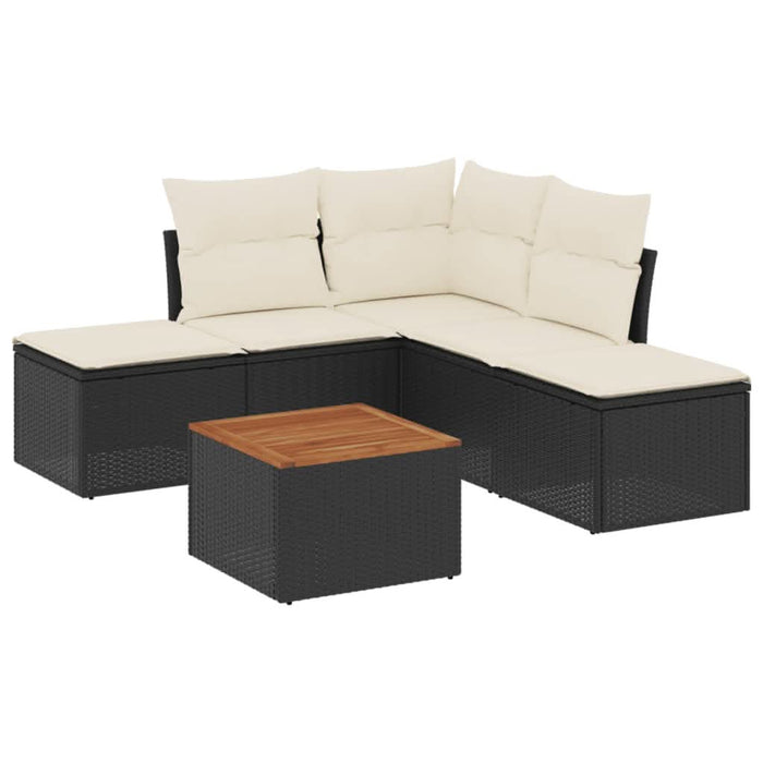 Set mobilier de grădină cu perne, 6 piese, negru, poliratan - WALTI WALTI