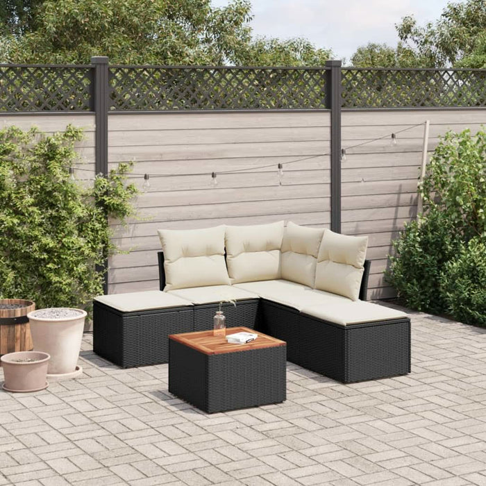Set mobilier de grădină cu perne, 6 piese, negru, poliratan - WALTI WALTI