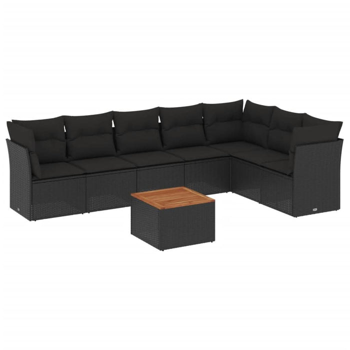 Set mobilier de grădină cu perne, 8 piese, negru, poliratan - WALTI WALTI