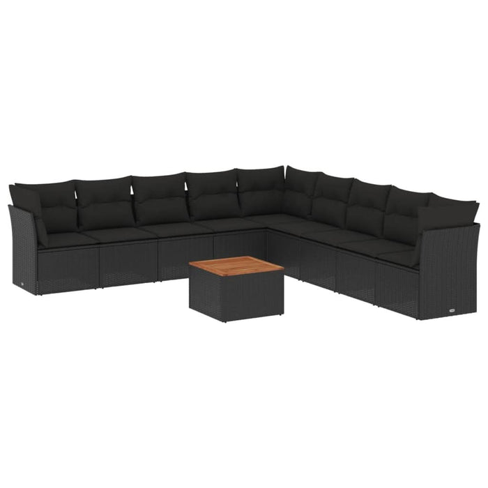 Set canapele de grădină cu perne, 10 piese, negru, poliratan - WALTI WALTI